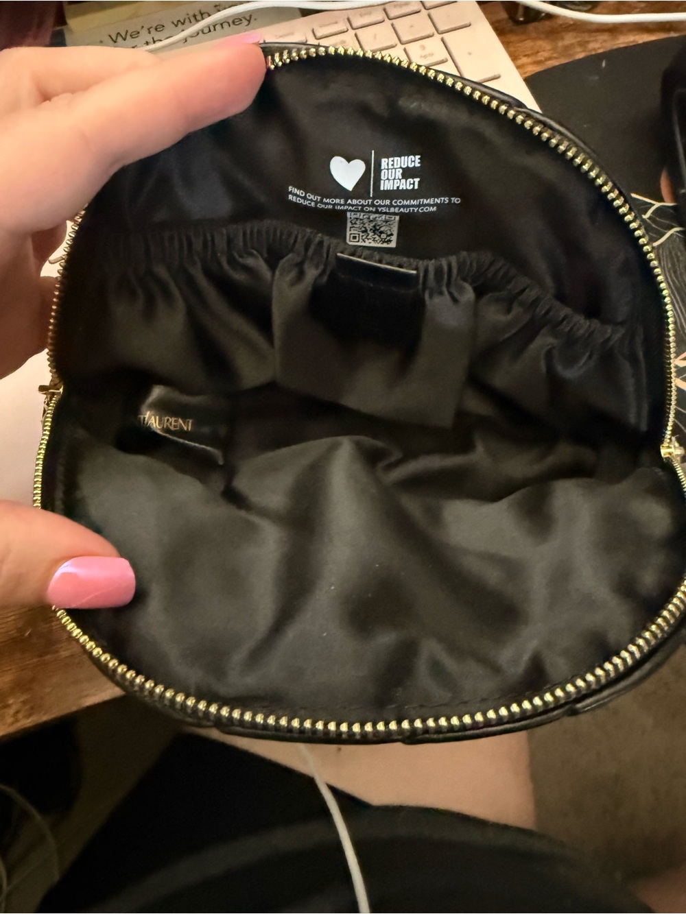 YSL GWP Black Cosmetic Pouch with Gold Zipper - Picture 3 of 5